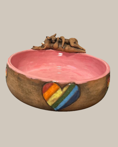 LGBTQ+ Hundenapf mit Regenbogenherz