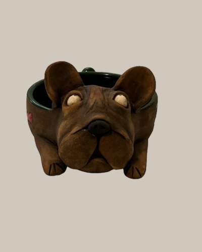 Handgefertigter Hundenapf im Bulldoggen-Design